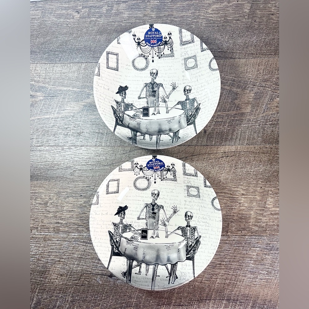 Royal‎ Stafford Halloween Skeleton Bowls NEW black white Spooky